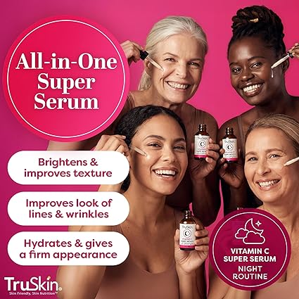 TruSkin Vitamin C Plus Super Serum, 5-Way Rejuvenation with Vegan Collagen, 1 fl oz image 3
