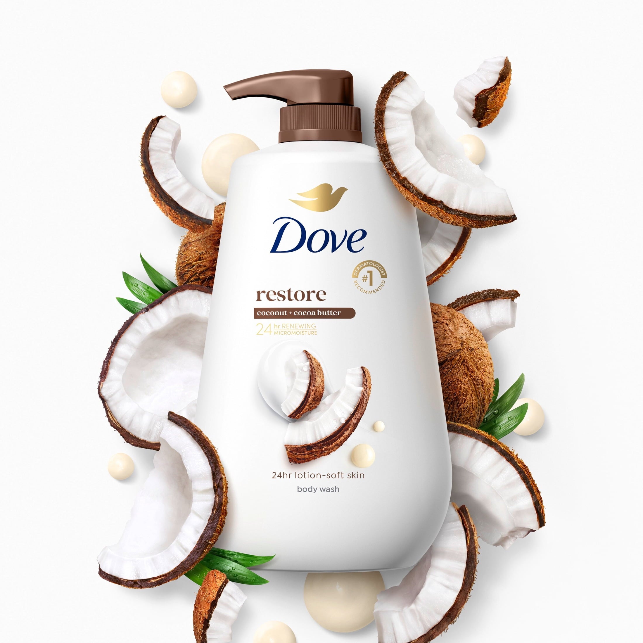 Dove Body Wash With Pump For 24hr Lotion-Soft Skin Restore Coconut & Cocoa Butter Moisturizing Skin Cleanser With No Sulfates No Parabens ,30.6 fl oz image 9