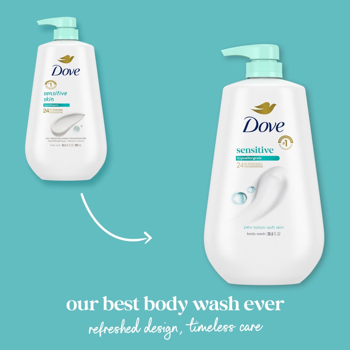 (3 pack) Dove Body Wash with Pump Sensitive Skin, 30.6 fl oz image 10