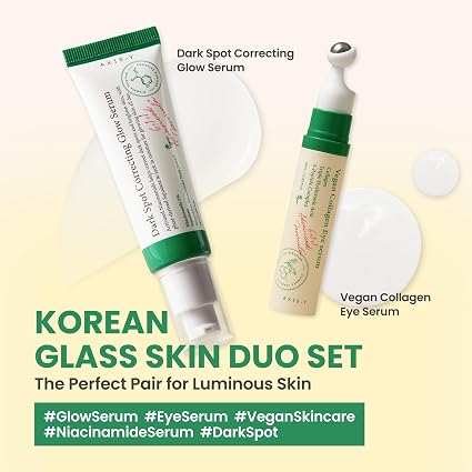 AXIS-Y Glass Skin Duo Set - Dark Spot Correcting Glow Serum & Vegan Collagen Eye Serum - Korean Skin Care Kit - Radiance Boost, Reduce Fine Lines & Deep Moisturization for Face & Eyes image 3