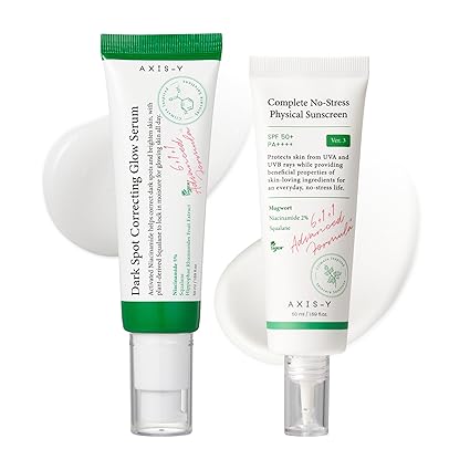 AXIS-Y Niacinamide Skincare Duo - SPF50 OTC-Regulated Mineral Sunscreen & Dark Spot Correcting Glow Serum - Vegan Korean Skin Care Set - Daily Radiance Defence Care for All Skin Types image 0
