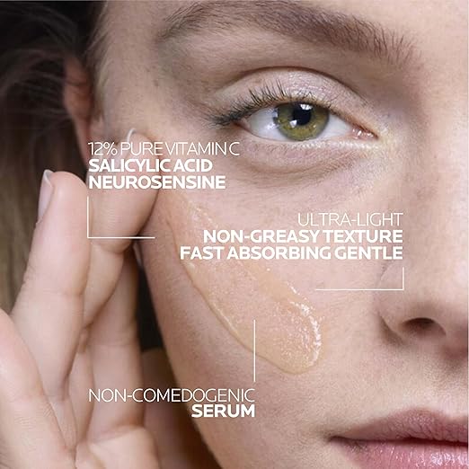La Roche-Posay Pure 12% Vitamin C Serum For Face With Hyaluronic Acid & Salicylic Acid, Hydrating Face Serum, Boost Radiance & Reduce Wrinkles, 2 Formulas for Normal or Oily Skin Control image 2