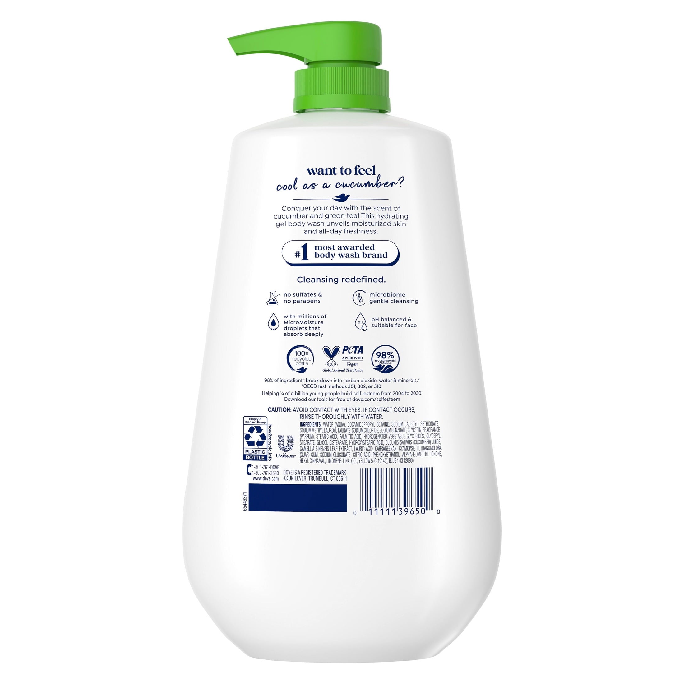 (3 pack) Dove Body Wash With Pump for 24hr Lotion-Soft Skin Refresh Cucumber & Green Tea Moisturizing Skin Cleanser with No Sulfates No Parabens, 30.6 fl oz image 10