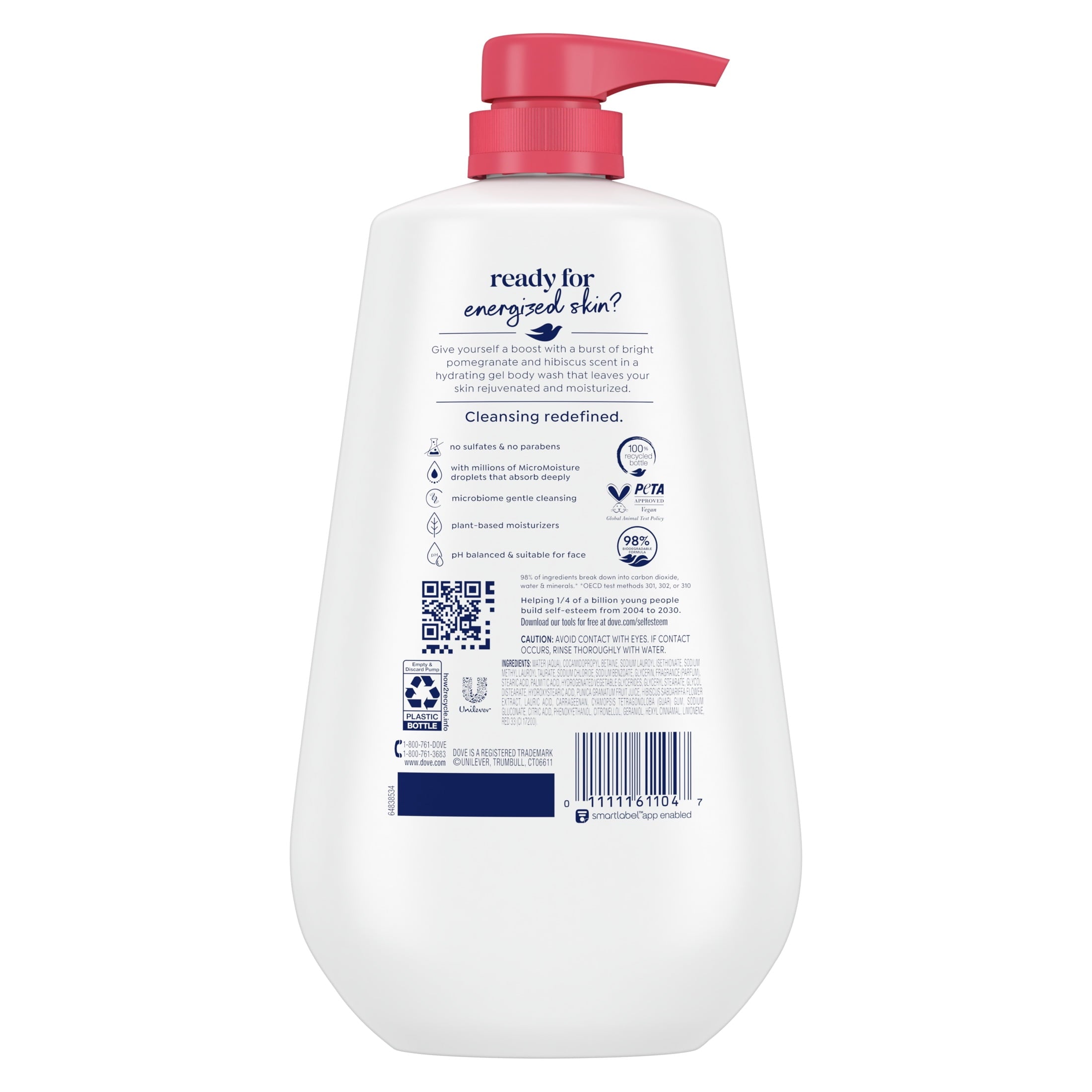 Dove Body Wash for Women Rejuvenating Pomegranate & Hibiscus All Skin, 30.6 oz with Pump image 12