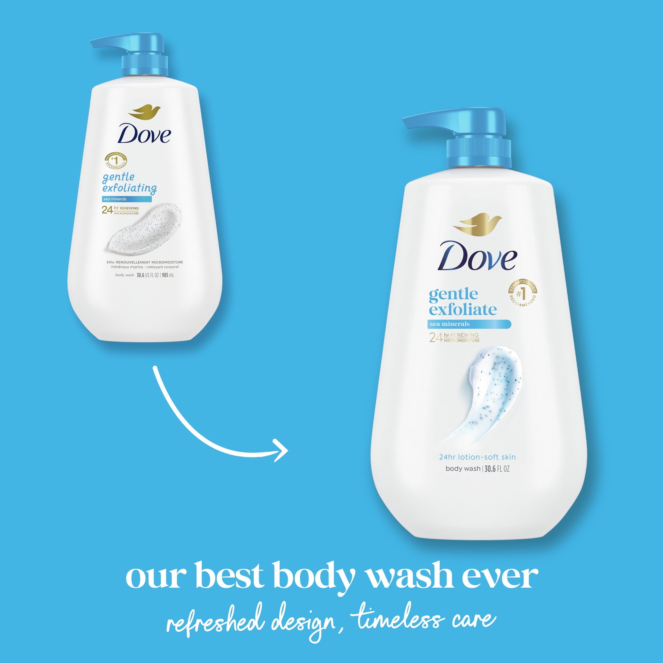 Dove Body Wash for Women Gentle Exfoliating with Sea Minerals All Skin, 30.6 oz with Pump image 2