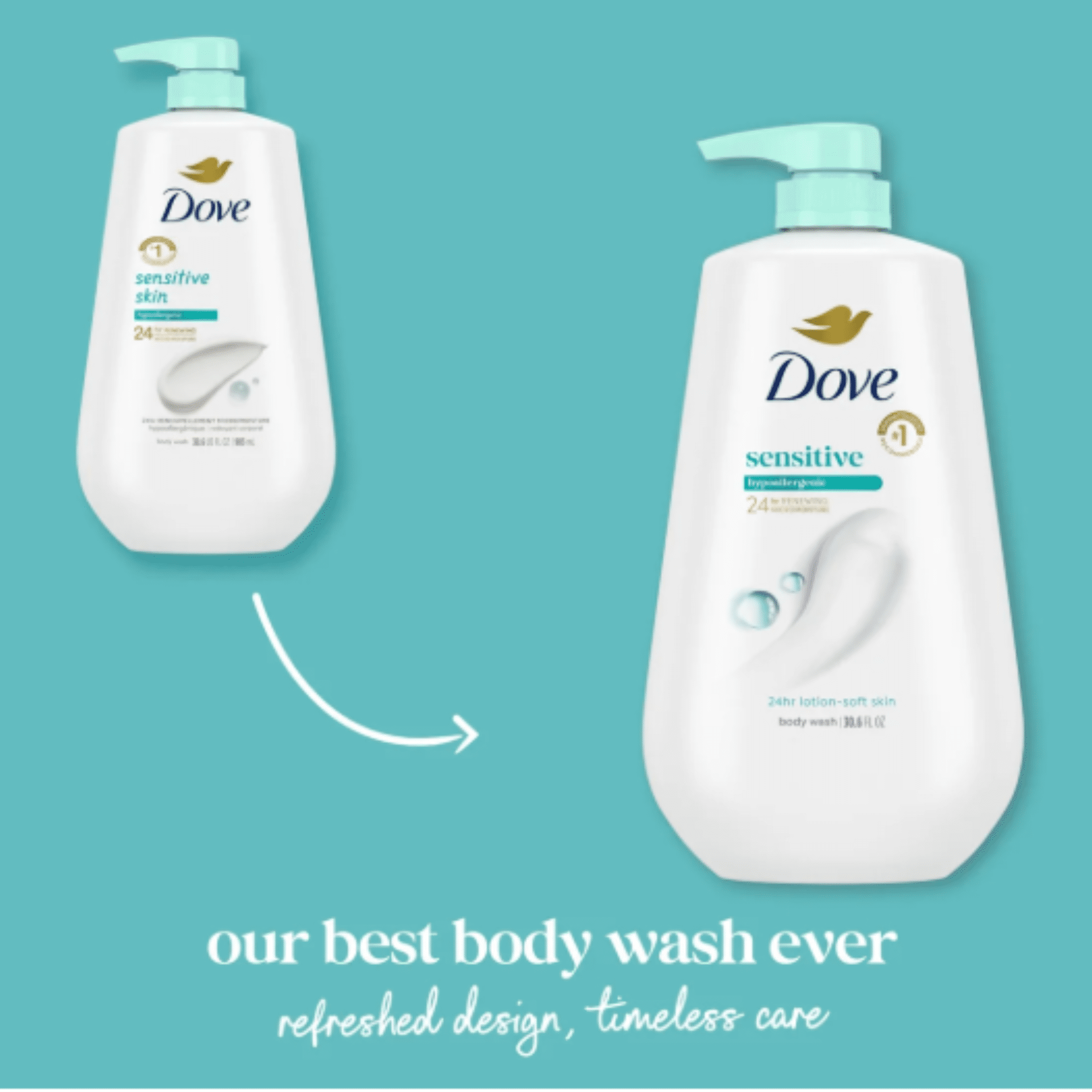 (3 pack) Dove Body Wash with Pump Sensitive Skin, 30.6 fl oz image 1