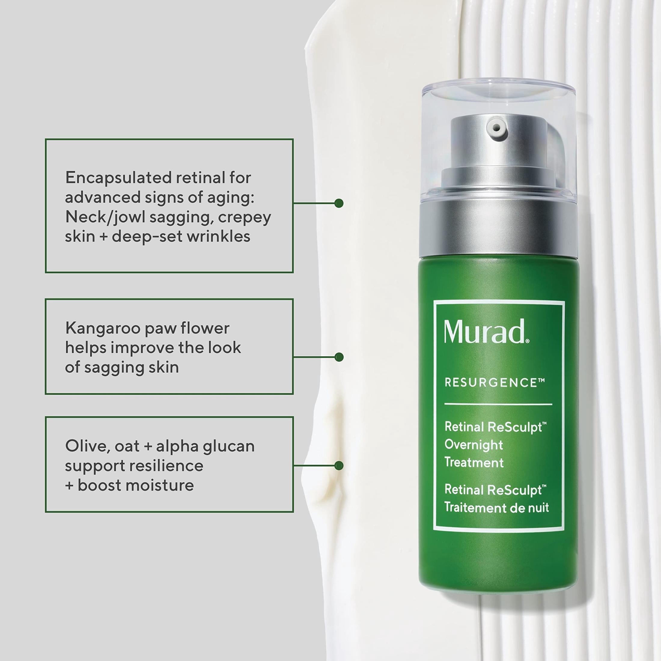 Murad Retinal ReSculpt Overnight Treatment Refill - Face & Neck Serum, Smooths Wrinkles, Lifts Sagging Skin - 1 fl oz image 2