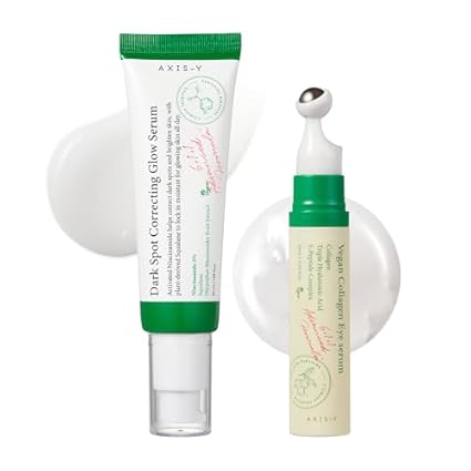 AXIS-Y Glass Skin Duo Set - Dark Spot Correcting Glow Serum & Vegan Collagen Eye Serum - Korean Skin Care Kit - Radiance Boost, Reduce Fine Lines & Deep Moisturization for Face & Eyes image 0