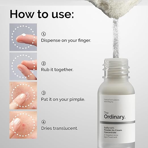 The Ordinary Sulfur 10% Powder-to-Cream Acne Spot Treatment Concentrate, Reduces Pimple Size and Zit Redness, 0.18 Oz image 4