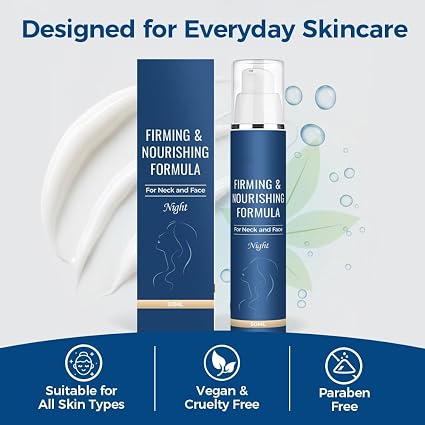 Firming & Nourishing Night Cream for Face & Neck, Deep Hydrating Anti-Wrinkle Moisturizer with Hyaluronic Acid, Shea Butter & Aloe Vera, 50ml (NIGHT CREAM) image 5