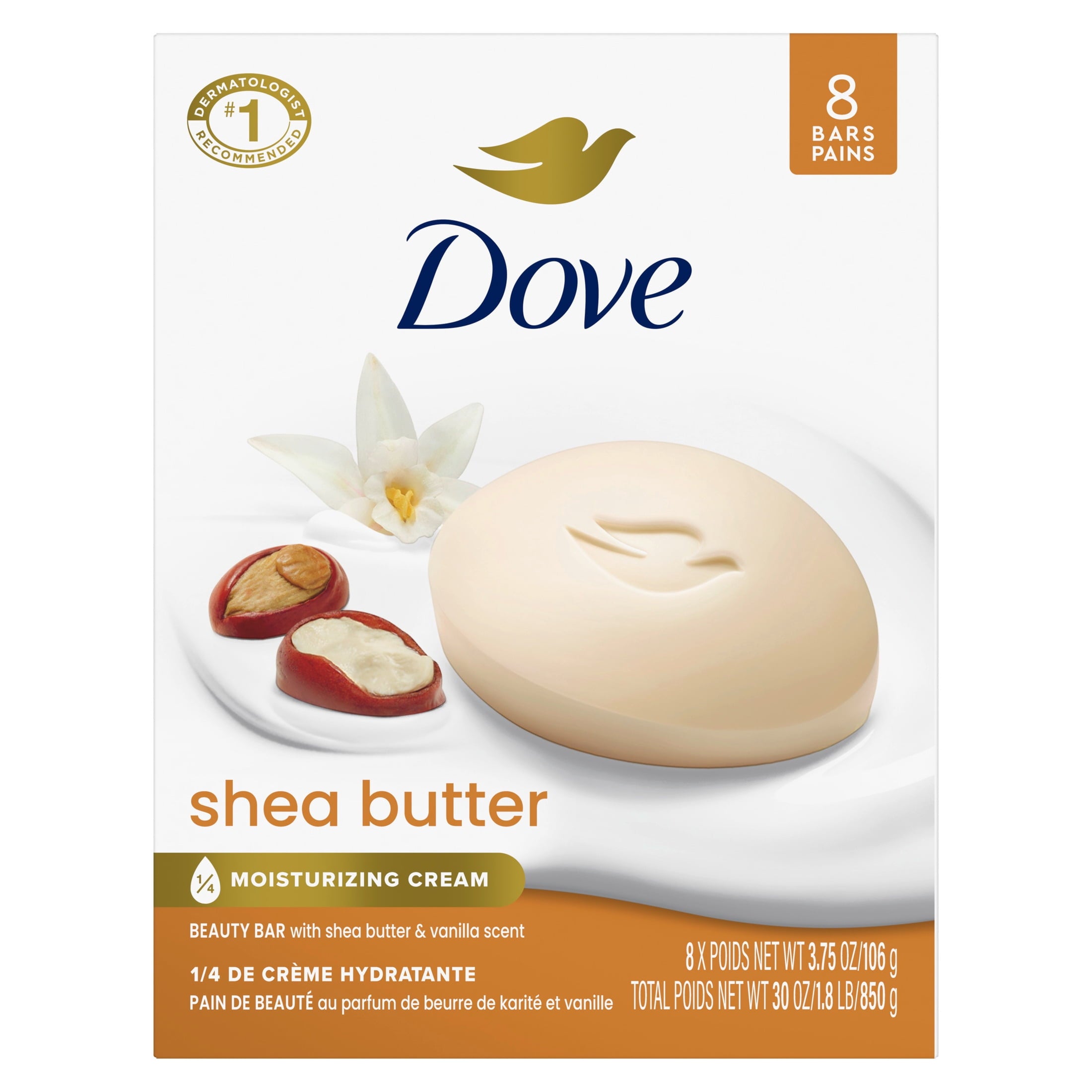 (8 pack) Dove Beauty Bar Soap For Nourished, Radiant Skin, Shea Butter, Enriches Skin, 3.75 oz 8 Bars image 2