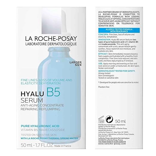 La Roche-Posay Hyalu B5 Pure Hyaluronic Acid Serum for Face, Vitamin B5 + Hyaluronic Acid + Madecassoside, Hydrating Serum Visibly Plumps Skin, Sensitive Skin Safe, Anti Aging, Oil-Free image 1
