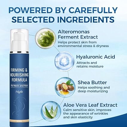 Firming & Nourishing Night Cream for Face & Neck, Deep Hydrating Anti-Wrinkle Moisturizer with Hyaluronic Acid, Shea Butter & Aloe Vera, 50ml (NIGHT CREAM) image 1