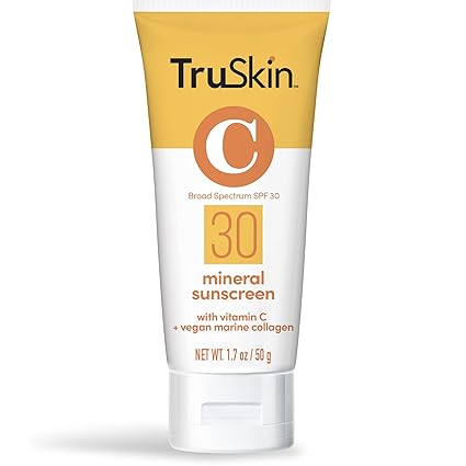 TruSkin Mineral Sunscreen SPF 30 for Face - Zinc Oxide Broad Spectrum Protection with Squalane, Vitamin C & Marine Collagen - Reef-Safe Mineral Face Sunscreen for Sensitive Skin, 1.7 fl oz image 0