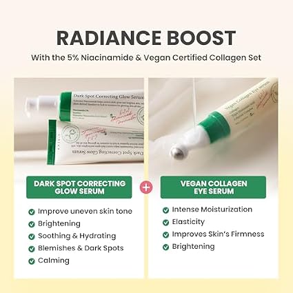 AXIS-Y Glass Skin Duo Set - Dark Spot Correcting Glow Serum & Vegan Collagen Eye Serum - Korean Skin Care Kit - Radiance Boost, Reduce Fine Lines & Deep Moisturization for Face & Eyes image 2