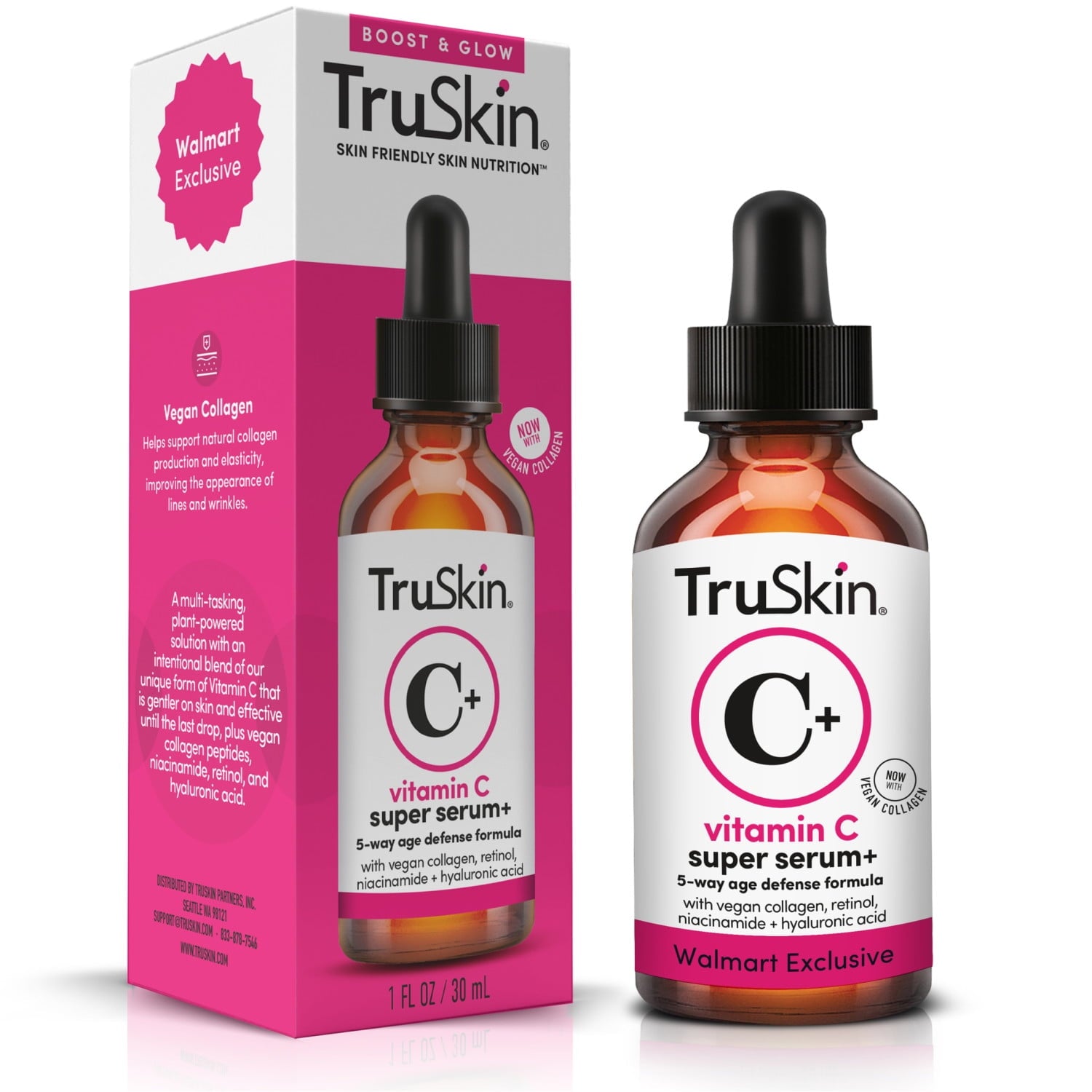 TruSkin Vitamin C Plus Super Serum, 5-Way Rejuvenation with Vegan Collagen, 1 fl oz image 0