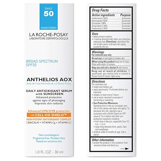 La Roche-Posay Anthelios AOX Daily Antioxidant Serum with SPF, Face Moisturizer with Sunscreen and Vitamin C & E, Oil Free Face Sunscreen for Sensitive Skin, Moisturizing Sun Protection image 4