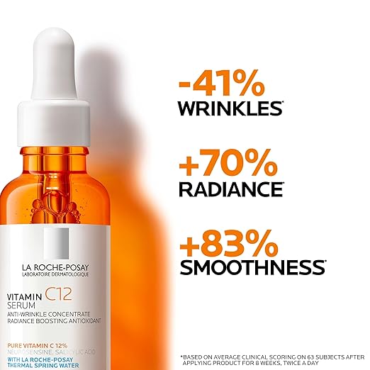 La Roche-Posay Pure 12% Vitamin C Serum For Face With Hyaluronic Acid & Salicylic Acid, Hydrating Face Serum, Boost Radiance & Reduce Wrinkles, 2 Formulas for Normal or Oily Skin Control image 2